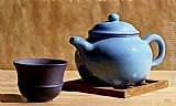 Blue Canvas Paintings - Blue Teapot